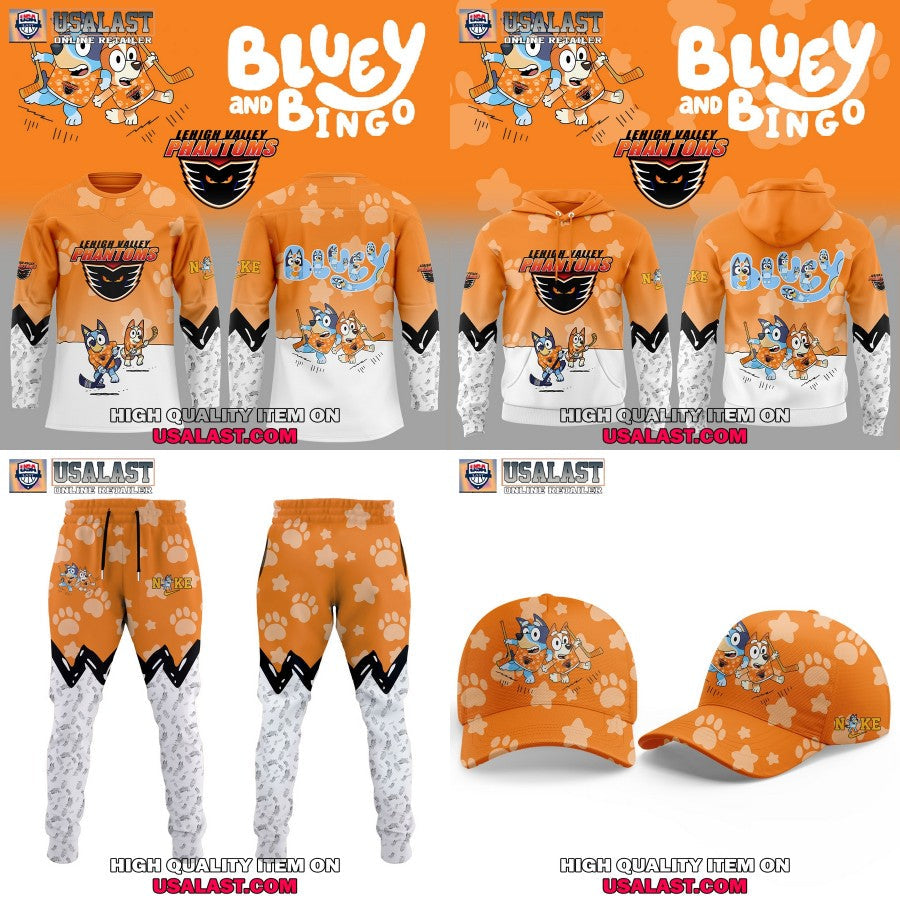 Lehigh Valley Phantoms x Bluey and Bingo Hoodie Jersey sports jersey product view 1