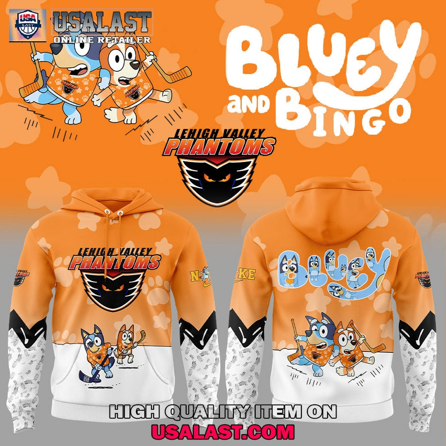 Lehigh Valley Phantoms x Bluey and Bingo Hoodie Jersey sports jersey product view 2
