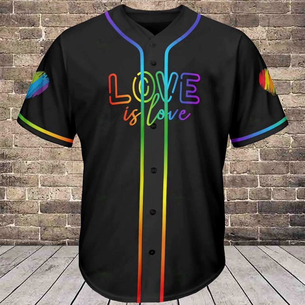 LGBT Baseball Tee: Love is Love Jersey 315 - Uniting Sports and Equality - Aopprinter baseball jersey product view 3