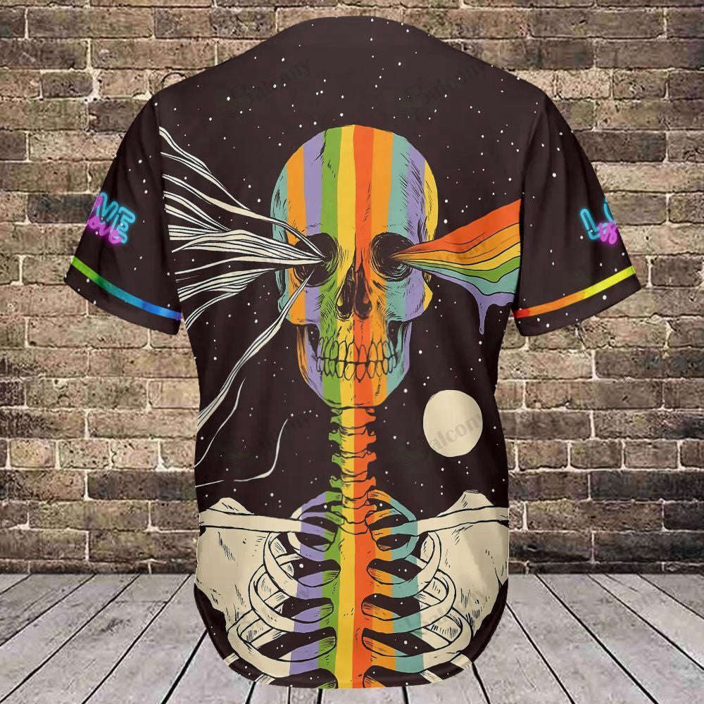 LGBT Personalized Baseball Tee Skull Jersey 269 - Custom Name for Baseball Enthusiasts - Aopprinter baseball jersey product view 3