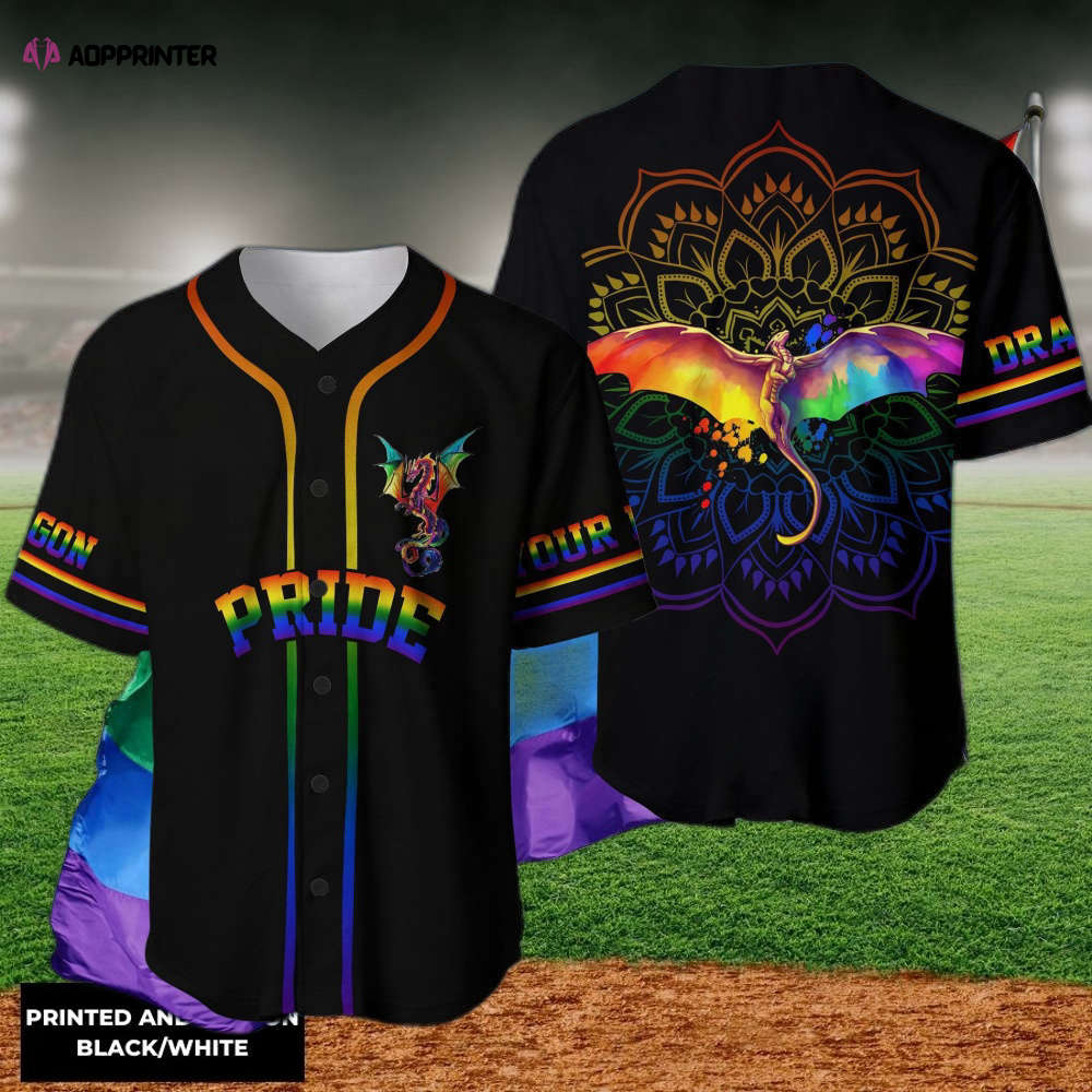 LGBT Pride Dragon Mandala Personalized Baseball Jersey baseball jersey product view 1
