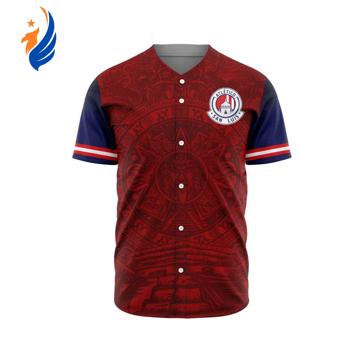 LIGA MX Atletico San Luis Special Aztec Design Baseball Jersey Gift for Men Women - Bafud baseball jersey product view 1