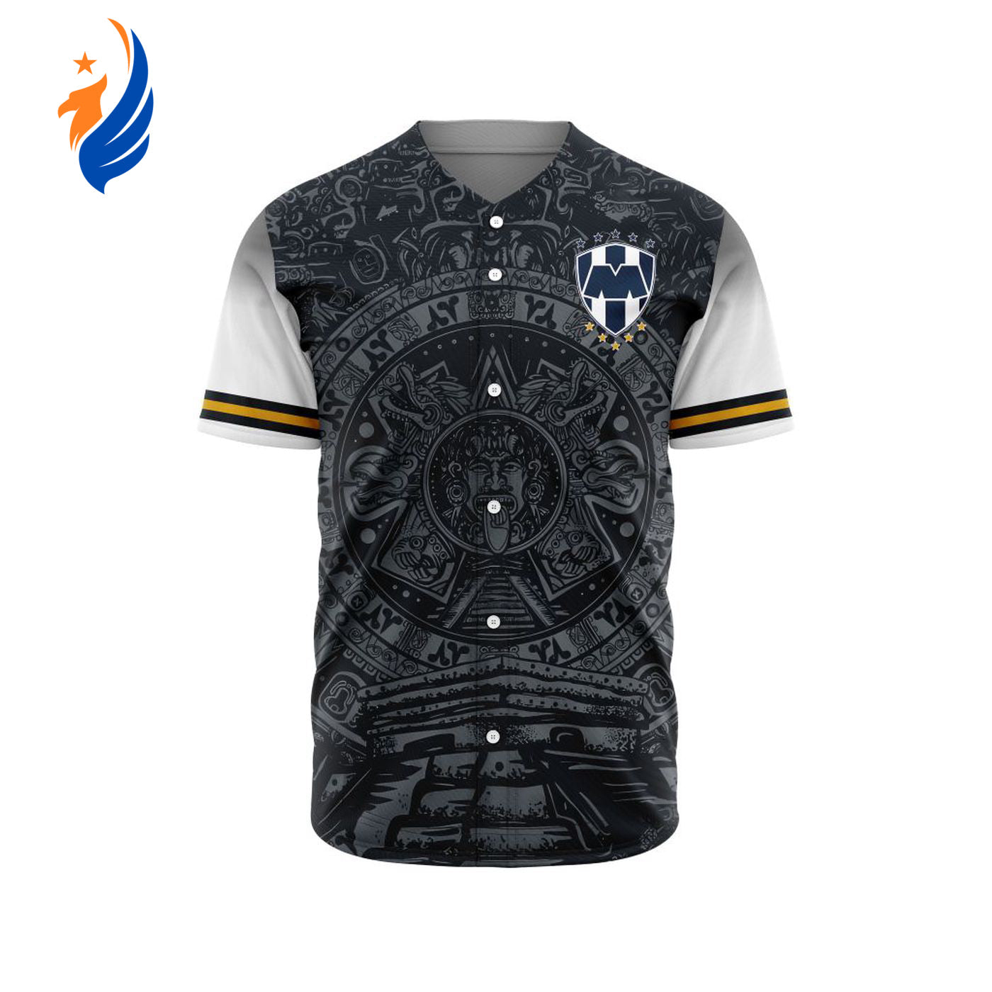 LIGA MX C.F. Monterrey Special Aztec Design Baseball Jersey Gift for Men Women - Bafud baseball jersey product view 1