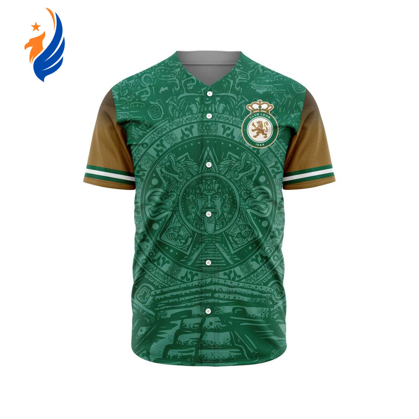 LIGA MX Club Leon Special Aztec Design Baseball Jersey Gift for Men Women - Bafud baseball jersey product view 1