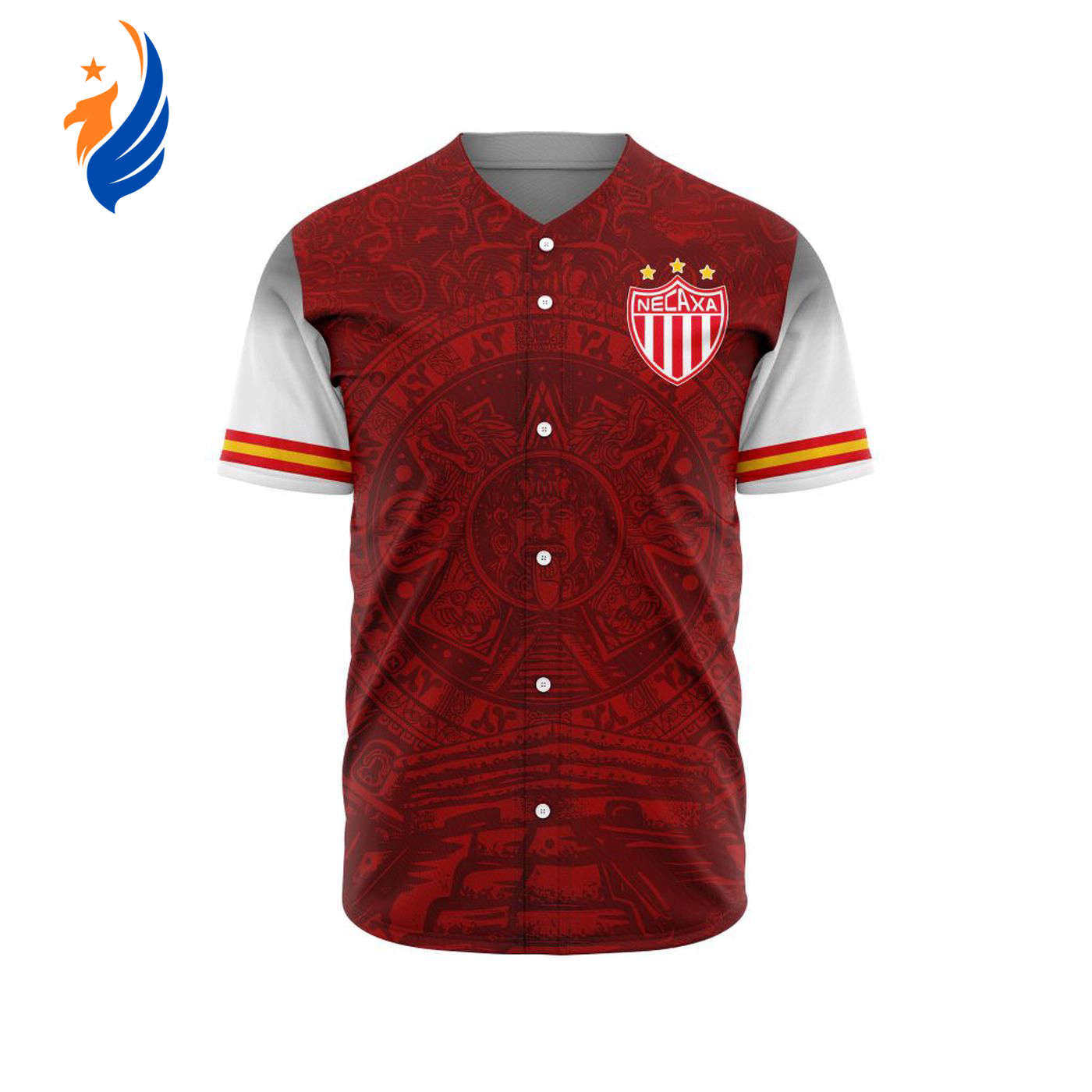 LIGA MX Club Necaxa Special Aztec Design Baseball Jersey Gift for Men Women - Bafud baseball jersey product view 1