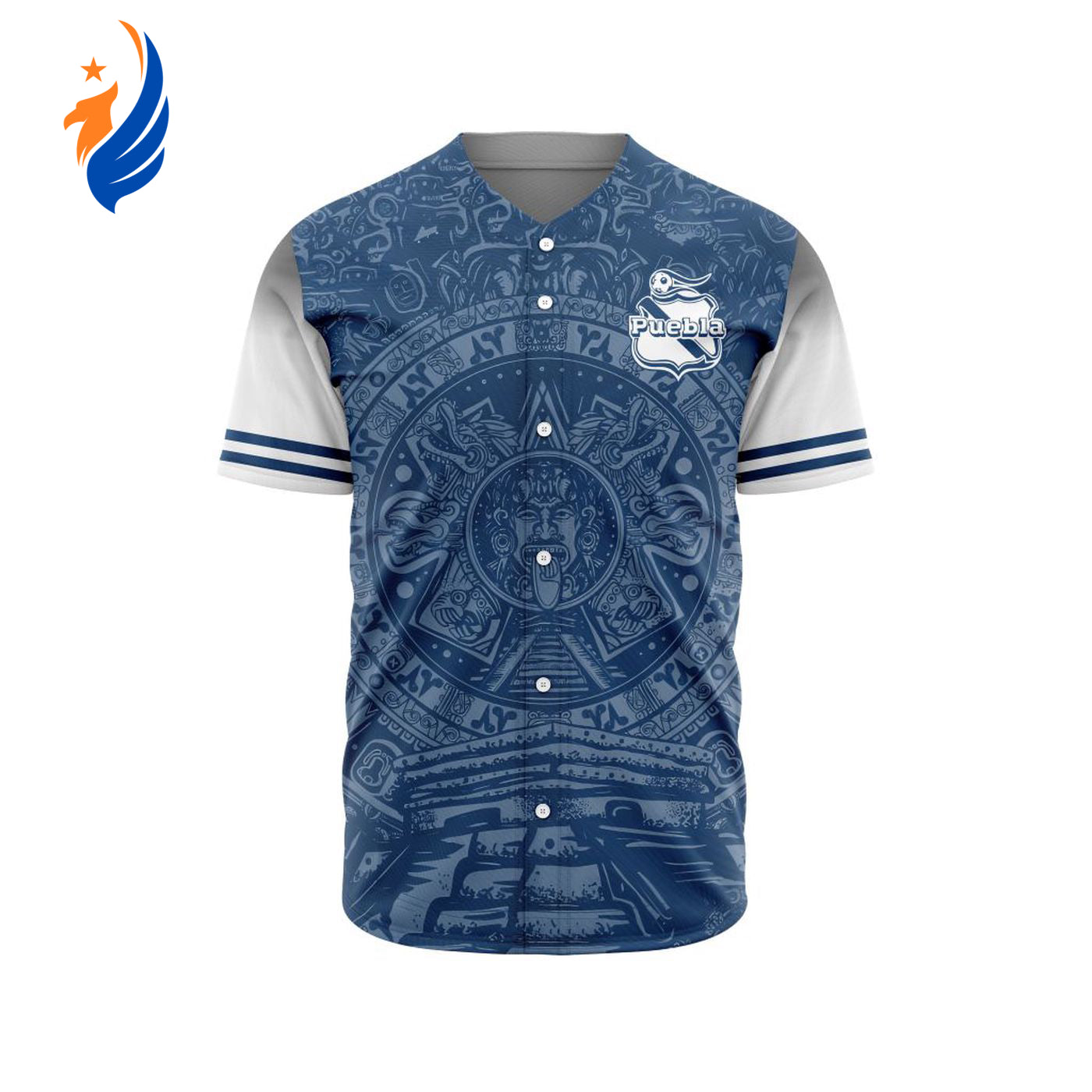 LIGA MX Club Puebla Special Aztec Design Baseball Jersey Gift for Men Women - Bafud baseball jersey product view 1