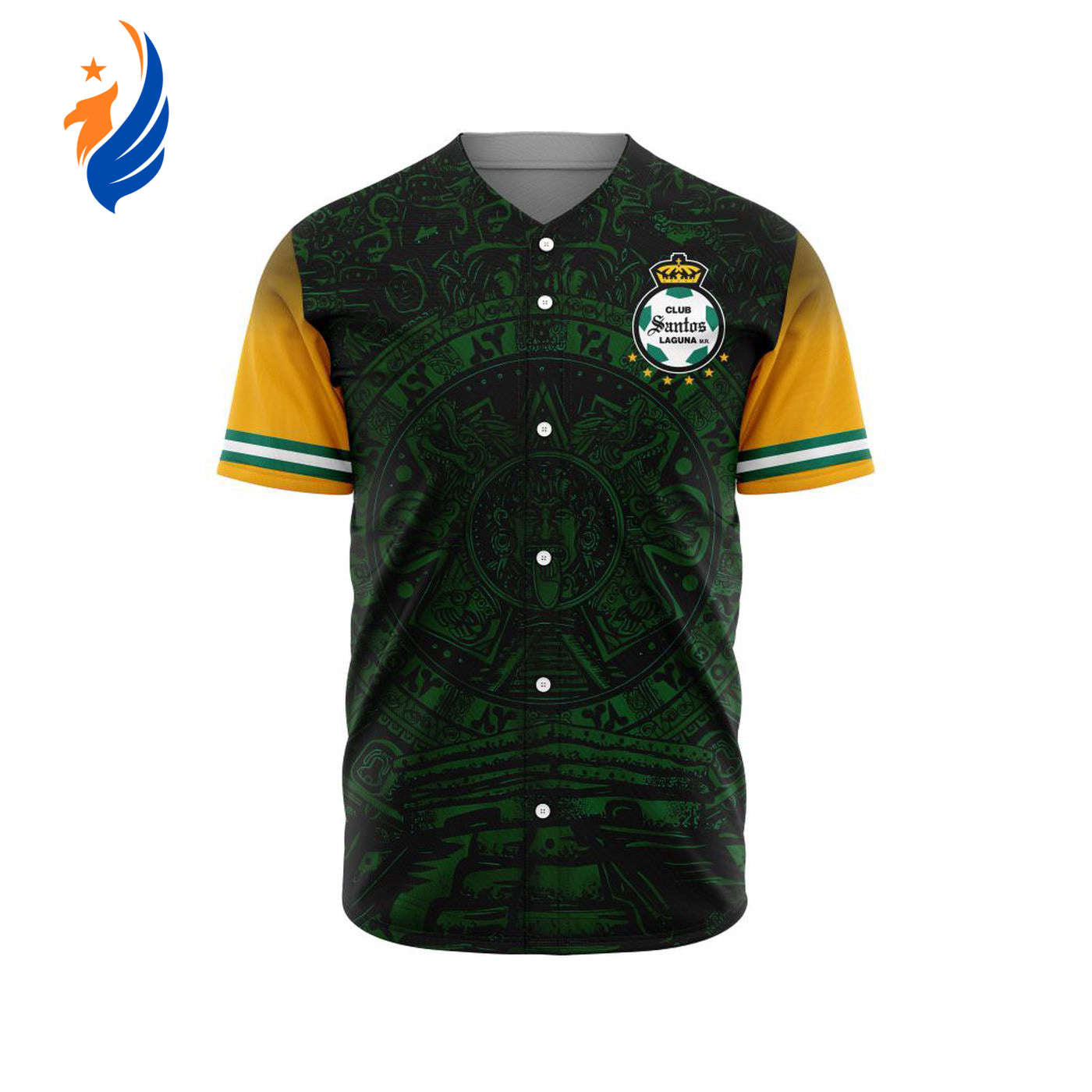 LIGA MX Club Santos Laguna Special Aztec Design Baseball Jersey Gift for Men Women - Bafud baseball jersey product view 1