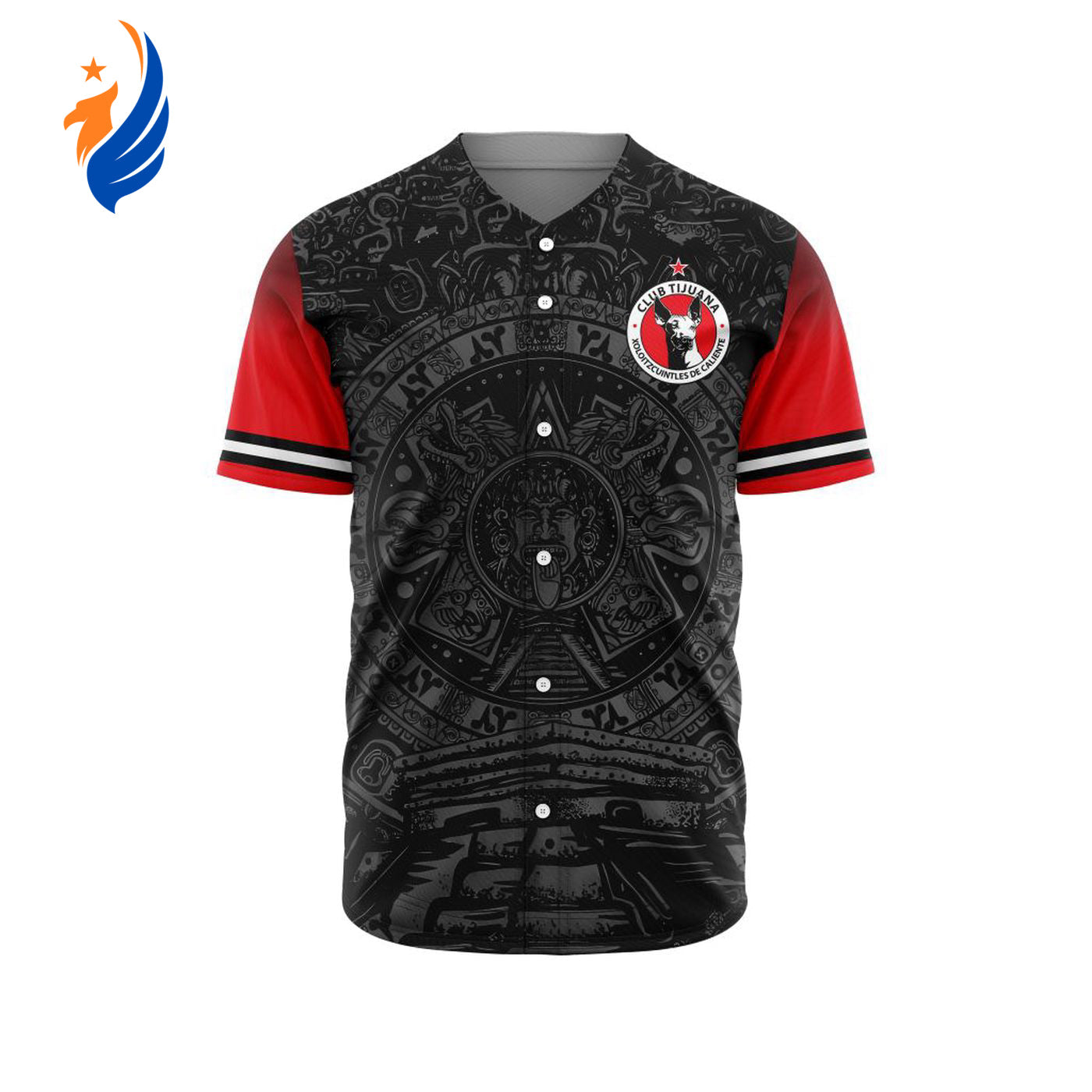 LIGA MX Club Tijuana Special Aztec Design Baseball Jersey Gift for Men Women - Bafud baseball jersey product view 1