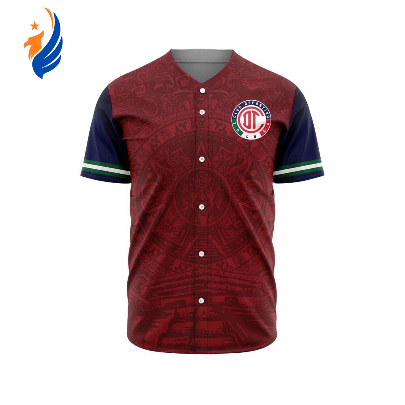 LIGA MX Deportivo Toluca Special Aztec Design Baseball Jersey Gift for Men Women - Bafud baseball jersey product view 1