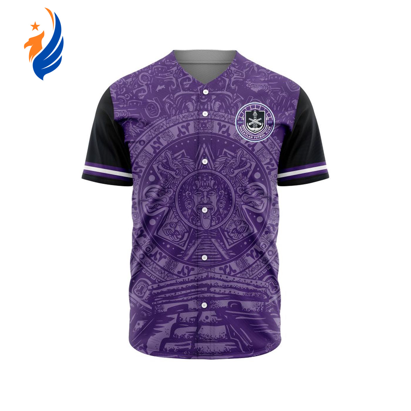 LIGA MX Mazatlan F.C Special Aztec Design Baseball Jersey Gift for Men Women - Bafud baseball jersey product view 1