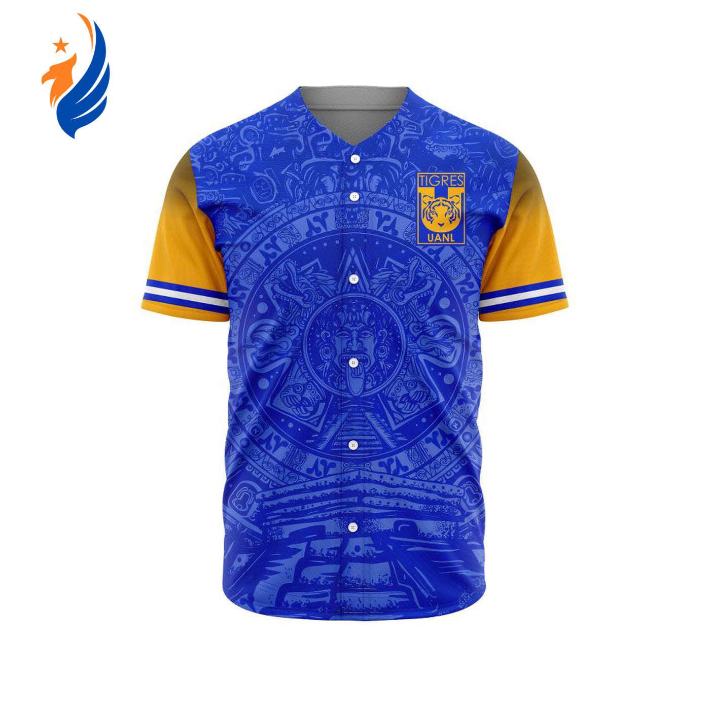 LIGA MX Tigres UANL Special Aztec Design Baseball Jersey Gift for Men Women - Bafud baseball jersey product view 1