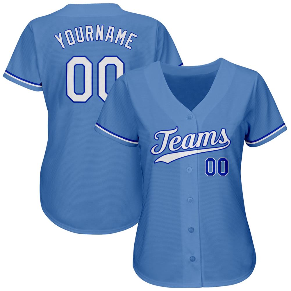 Custom Light Blue White-Royal Authentic Baseball Jersey baseball jersey product view 2