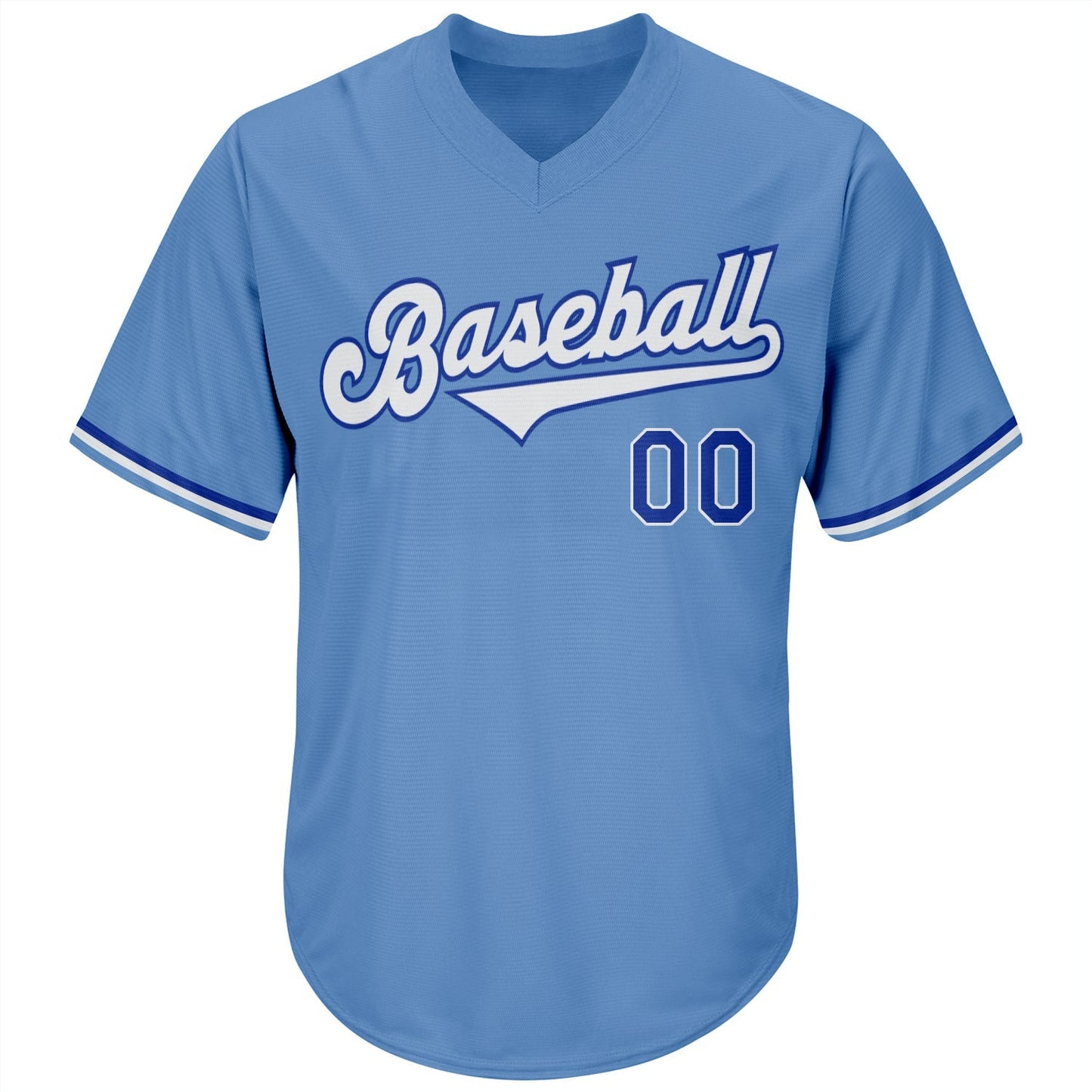 Custom Light Blue White-Royal Authentic Throwback Rib-Knit Baseball Jersey Shirt baseball jersey product view 2