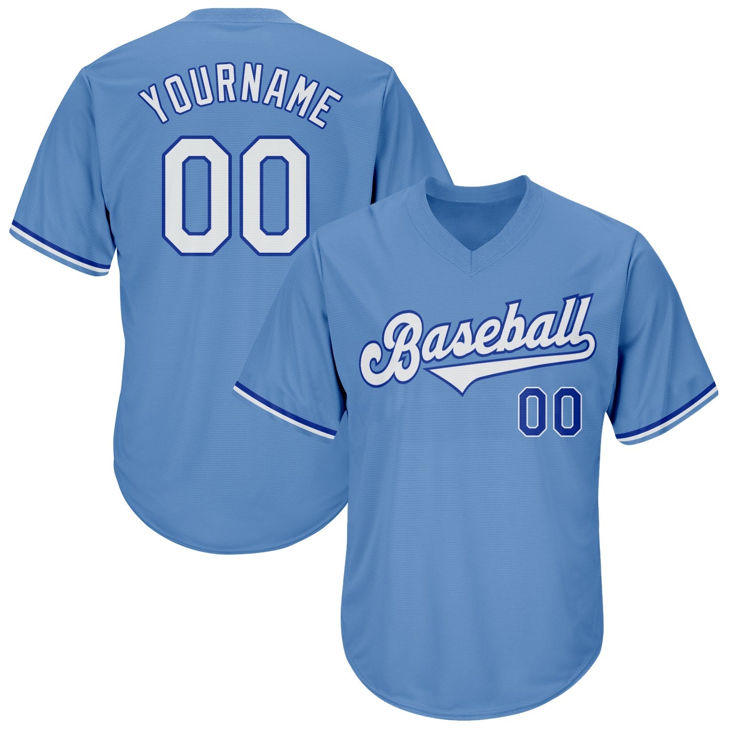 Custom Light Blue White-Royal Authentic Throwback Rib-Knit Baseball Jersey Shirt baseball jersey product view 1