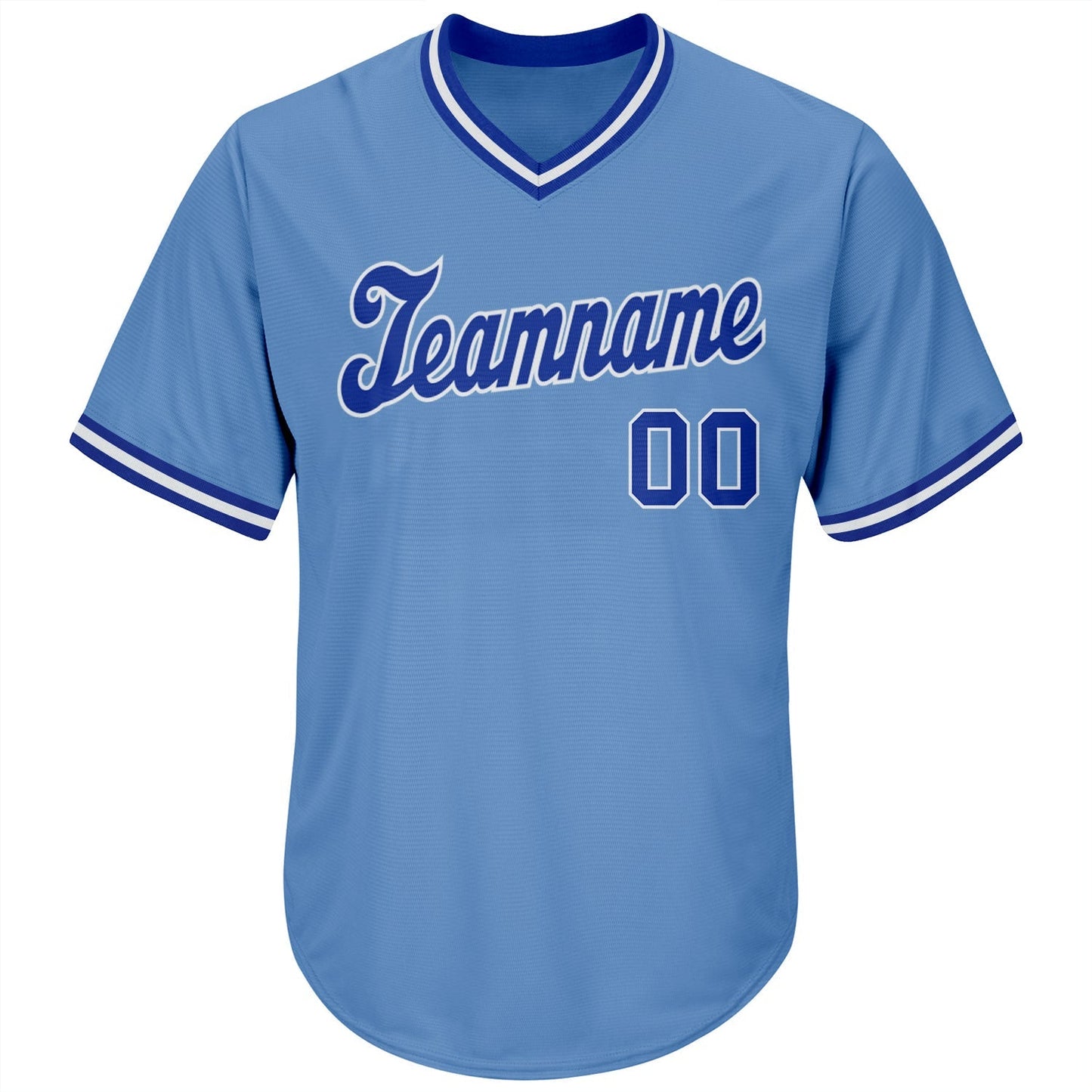 Custom Light Blue Royal-White Authentic Throwback Rib-Knit Baseball Jersey Shirt baseball jersey product view 2