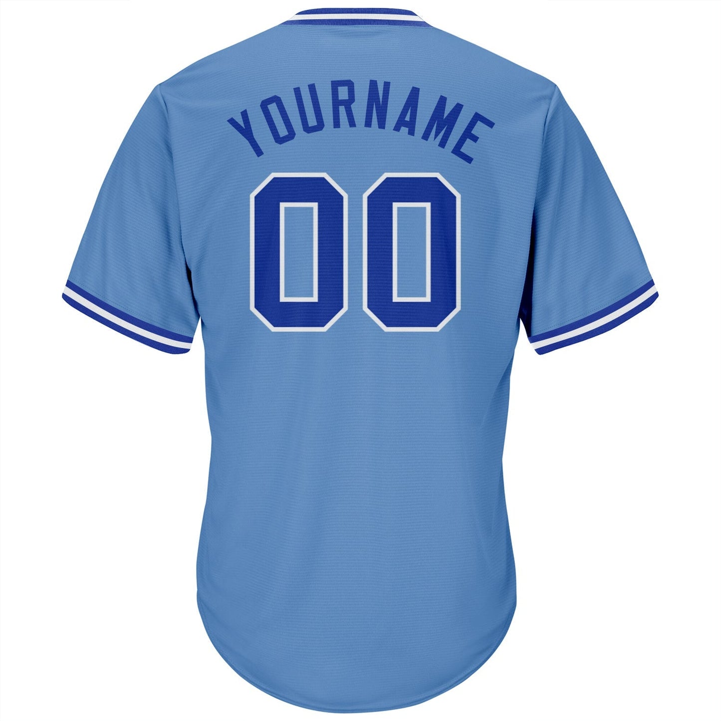 Custom Light Blue Royal-White Authentic Throwback Rib-Knit Baseball Jersey Shirt baseball jersey product view 3