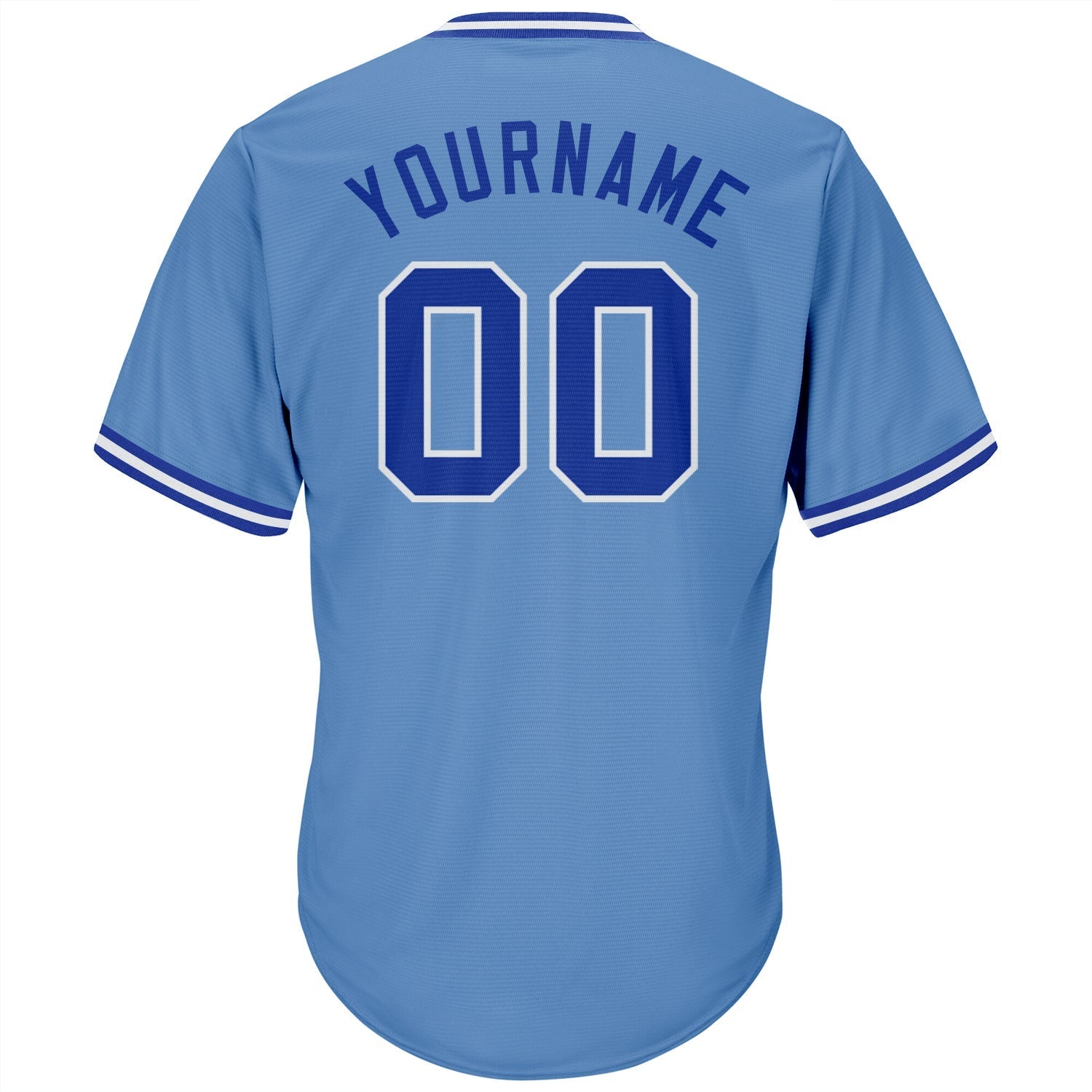 Custom Light Blue Royal-White Authentic Throwback Rib-Knit Baseball Jersey Shirt baseball jersey product view 3
