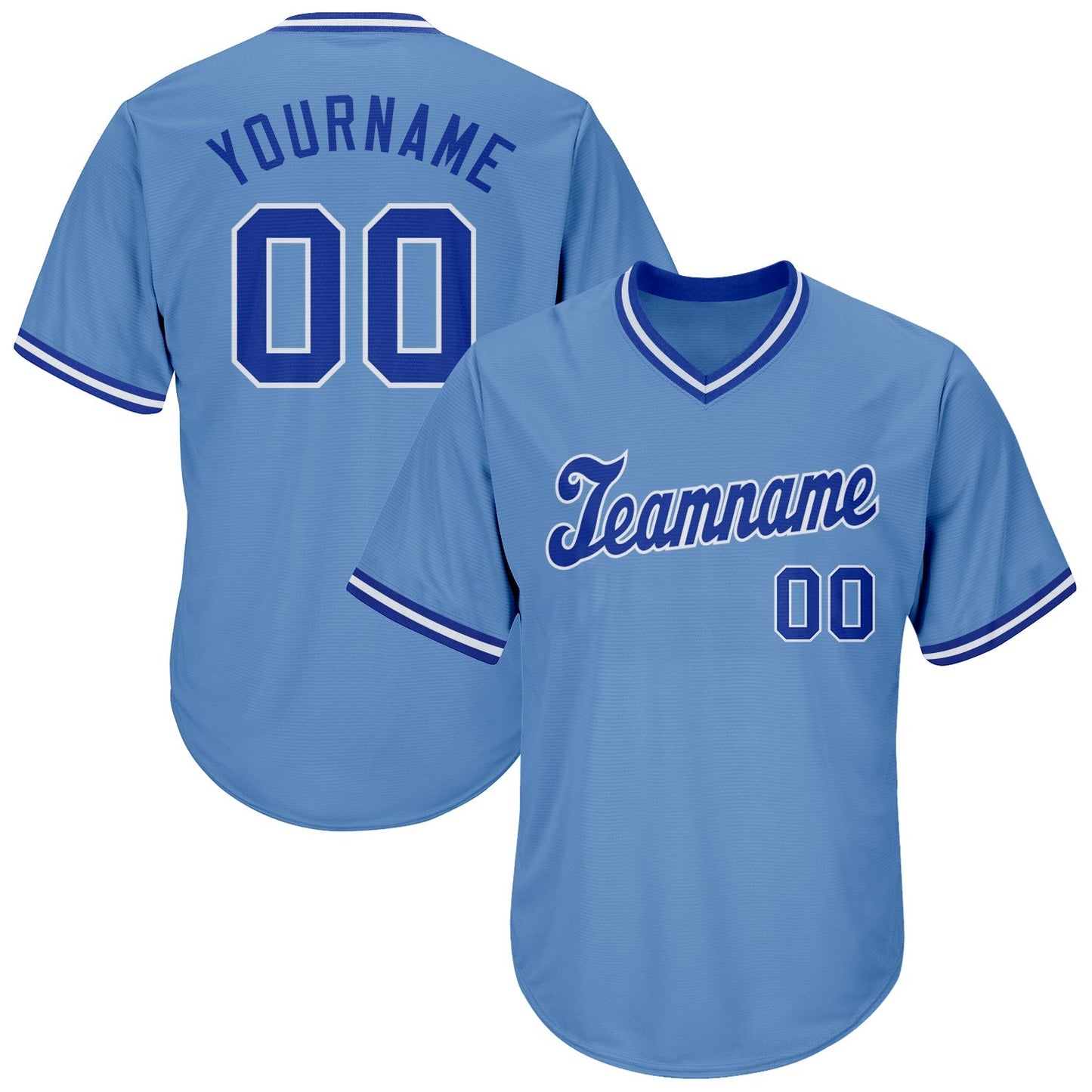 Custom Light Blue Royal-White Authentic Throwback Rib-Knit Baseball Jersey Shirt baseball jersey product view 1