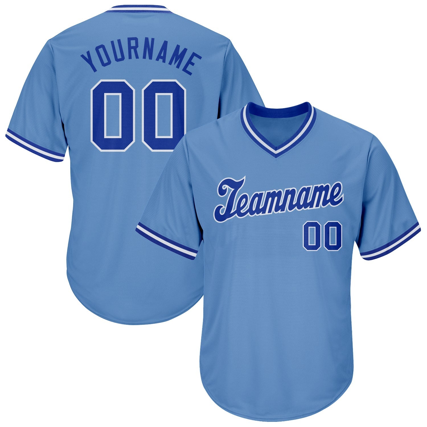 Custom Light Blue Royal-White Authentic Throwback Rib-Knit Baseball Jersey Shirt baseball jersey product view 1