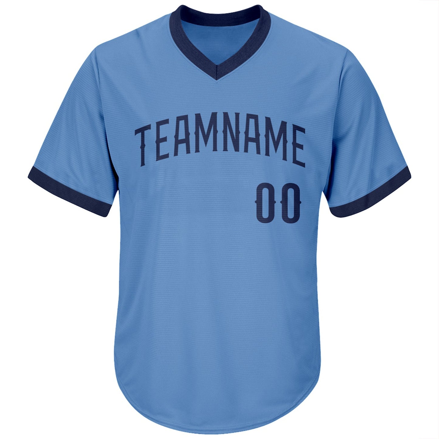 Custom Light Blue Navy Authentic Throwback Rib-Knit Baseball Jersey Shirt baseball jersey product view 2