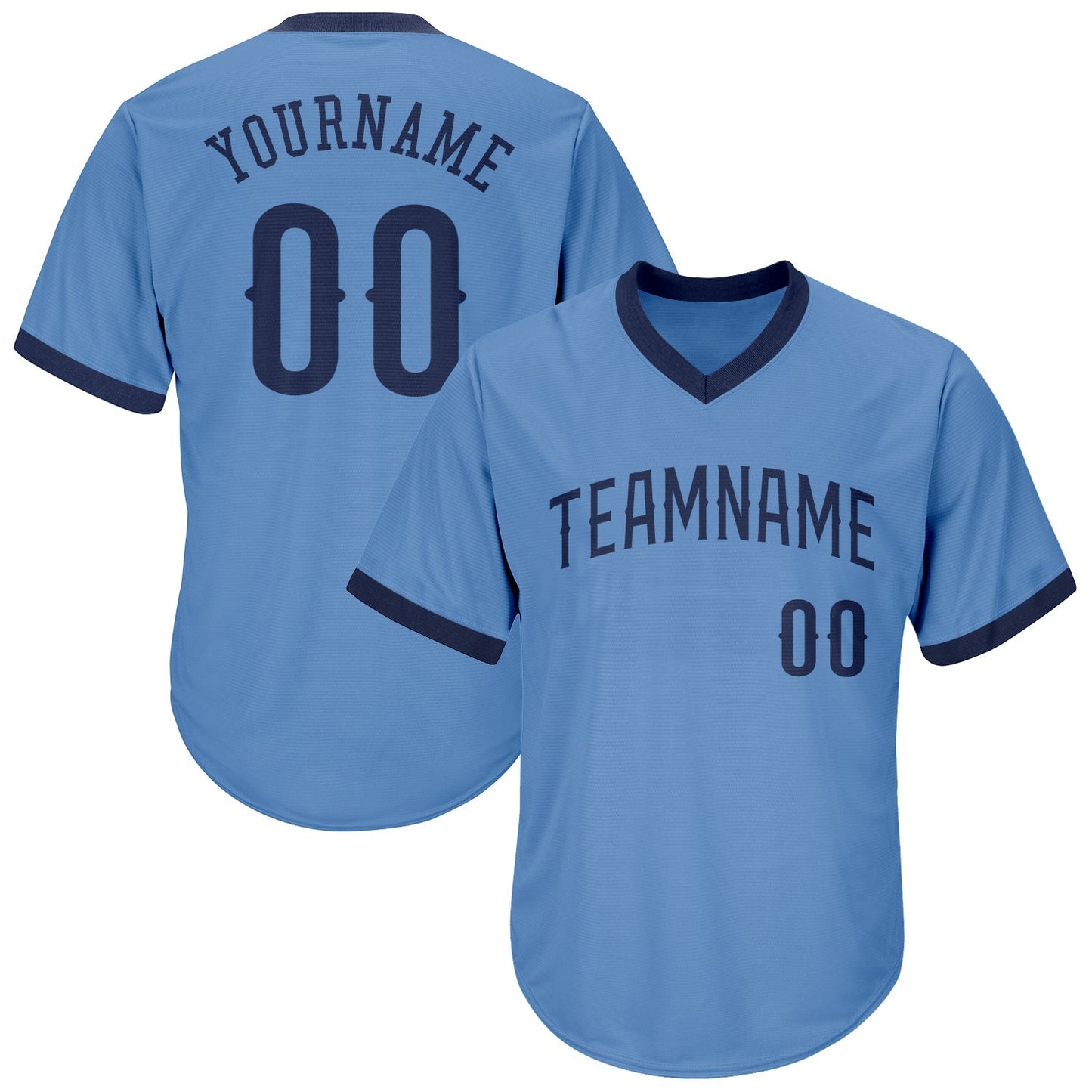 Custom Light Blue Navy Authentic Throwback Rib-Knit Baseball Jersey Shirt baseball jersey product view 1
