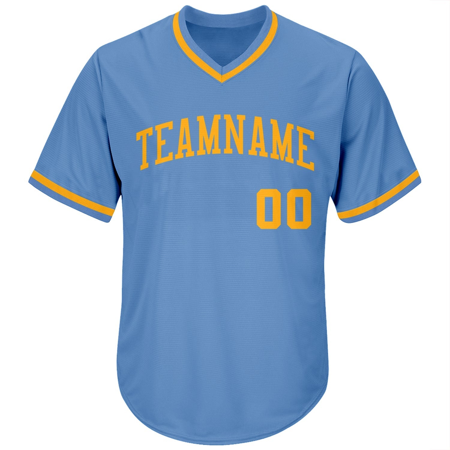 Custom Light Blue Gold Authentic Throwback Rib-Knit Baseball Jersey Shirt baseball jersey product view 2