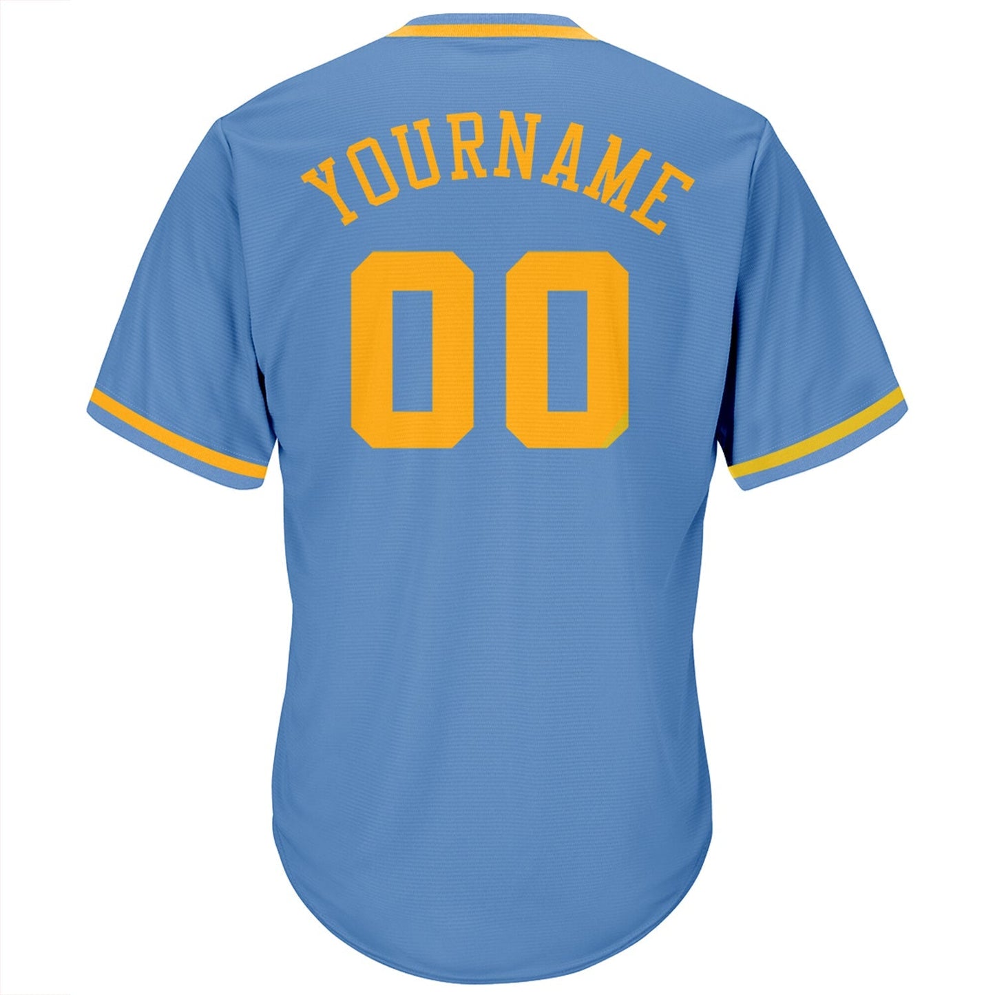 Custom Light Blue Gold Authentic Throwback Rib-Knit Baseball Jersey Shirt baseball jersey product view 3