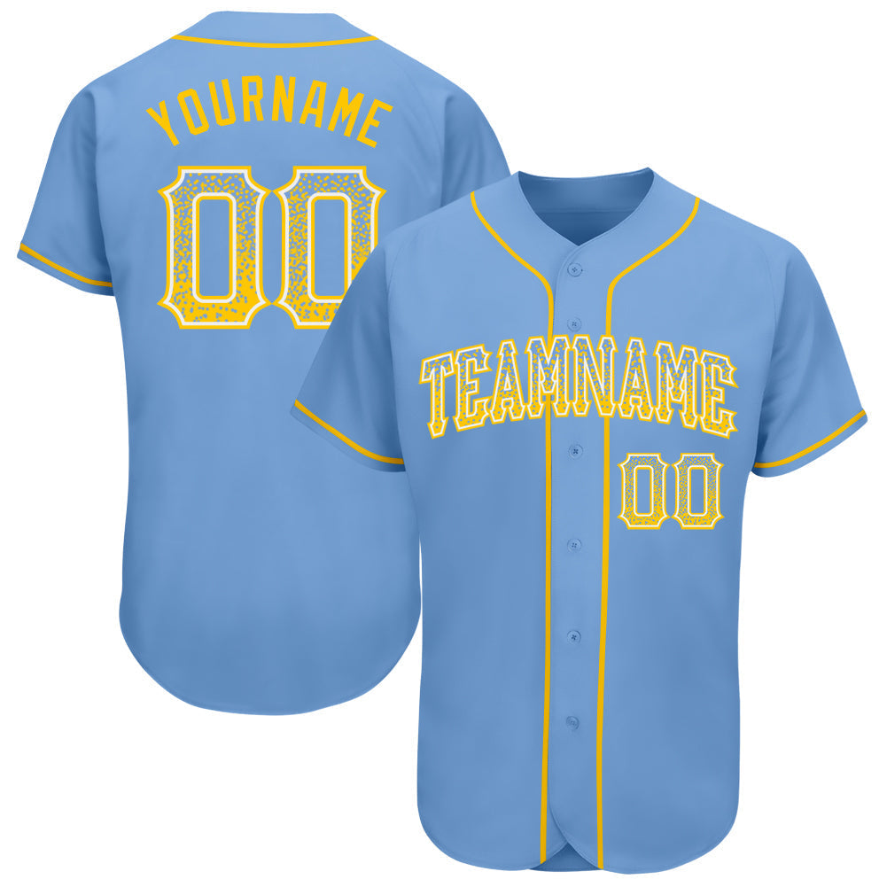 Custom Light Blue Gold-White Authentic Drift Fashion Baseball Jersey baseball jersey product view 1