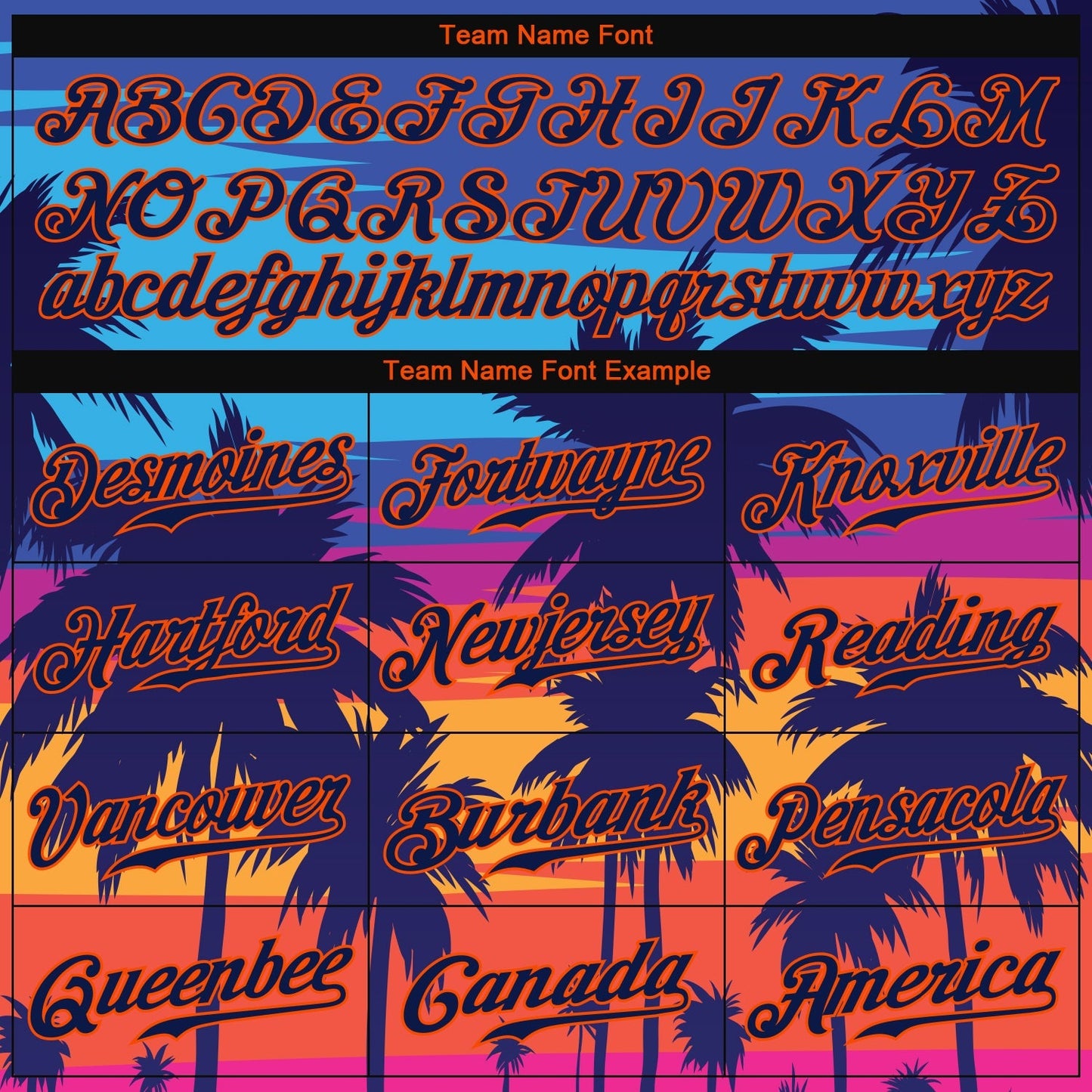 Custom Royal Navy-Orange 3D Pattern Design Palm Trees Authentic Baseball Jersey baseball jersey product view 4