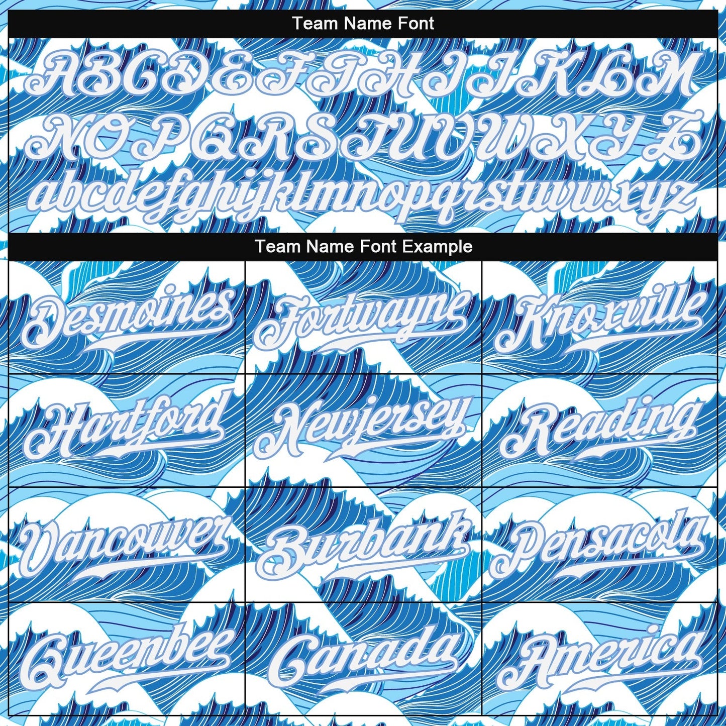 Custom Light Blue White-Light Blue 3D Pattern Design Waves Authentic Baseball Jersey baseball jersey product view 4