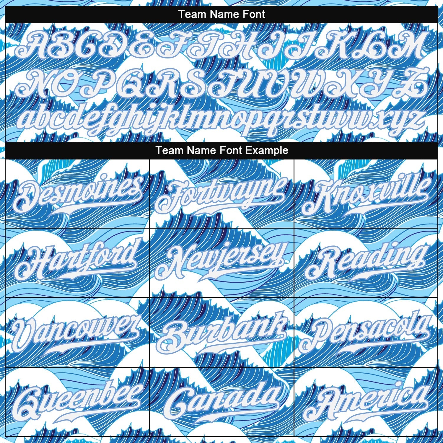 Custom Light Blue White-Light Blue 3D Pattern Design Waves Authentic Baseball Jersey baseball jersey product view 4