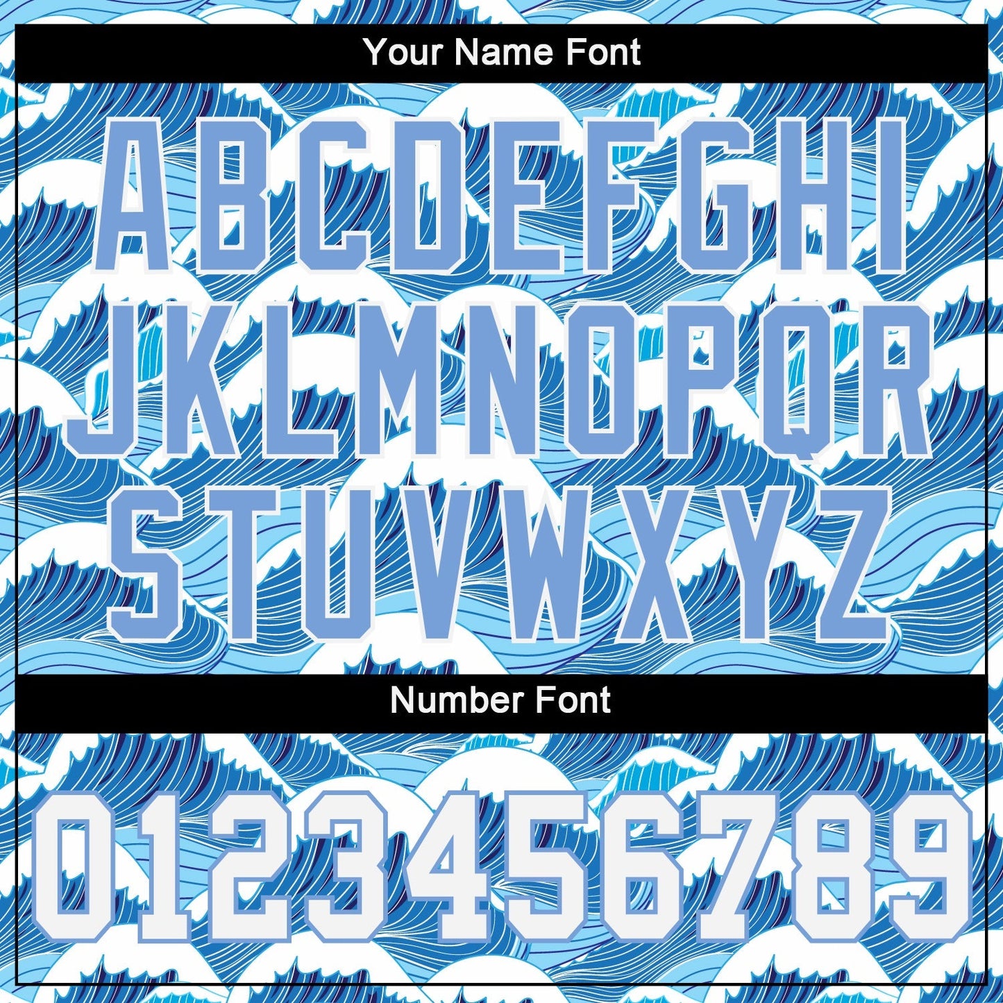 Custom Light Blue White-Light Blue 3D Pattern Design Waves Authentic Baseball Jersey baseball jersey product view 5