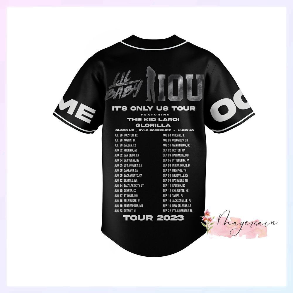Lil Baby Rap Baseball Jersey, Its Only Us Tour 2023 Vintage 90s Shirt - lylyprint.com baseball jersey product view 2