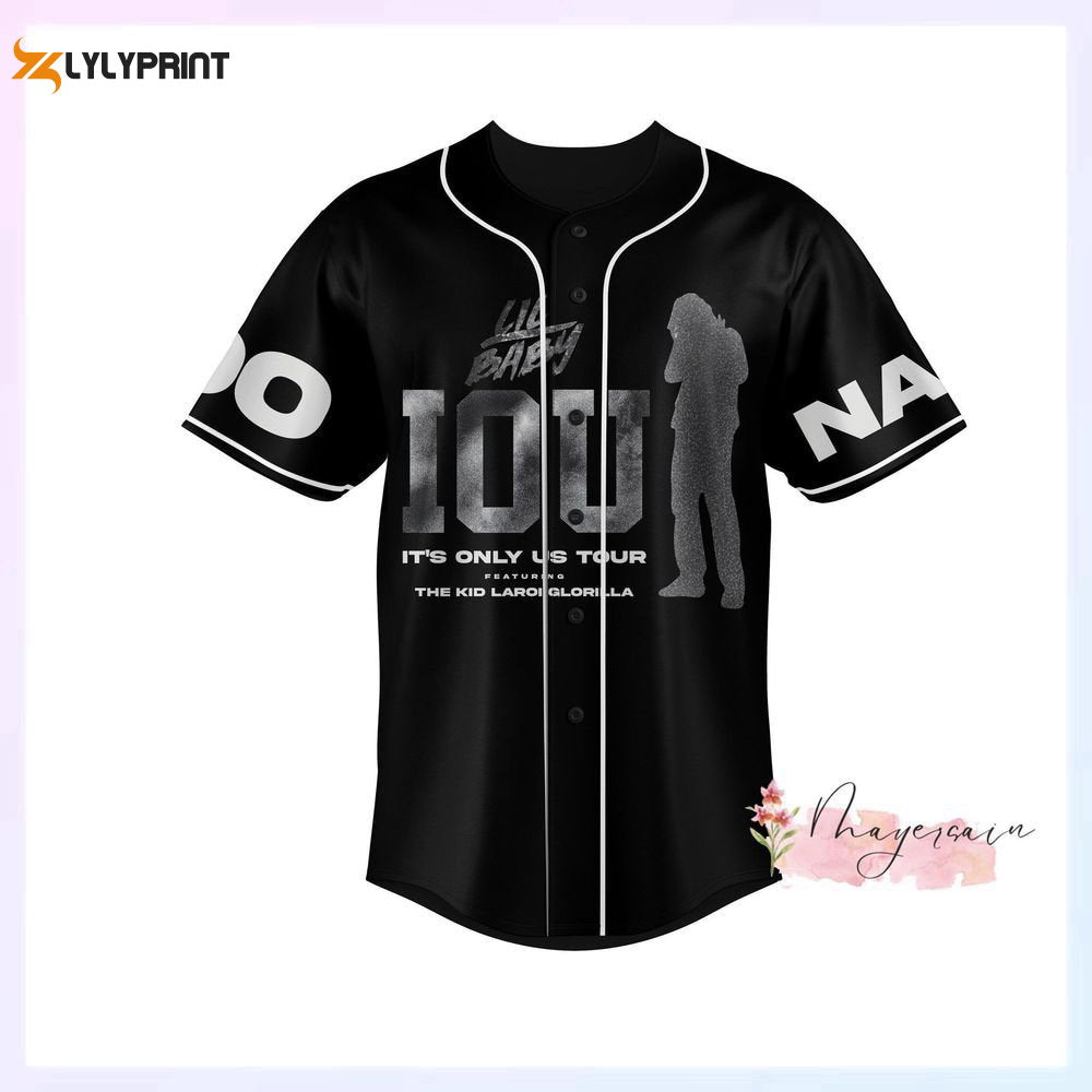 Lil Baby Rap Baseball Jersey, Its Only Us Tour 2023 Vintage 90s Shirt - lylyprint.com baseball jersey product view 1