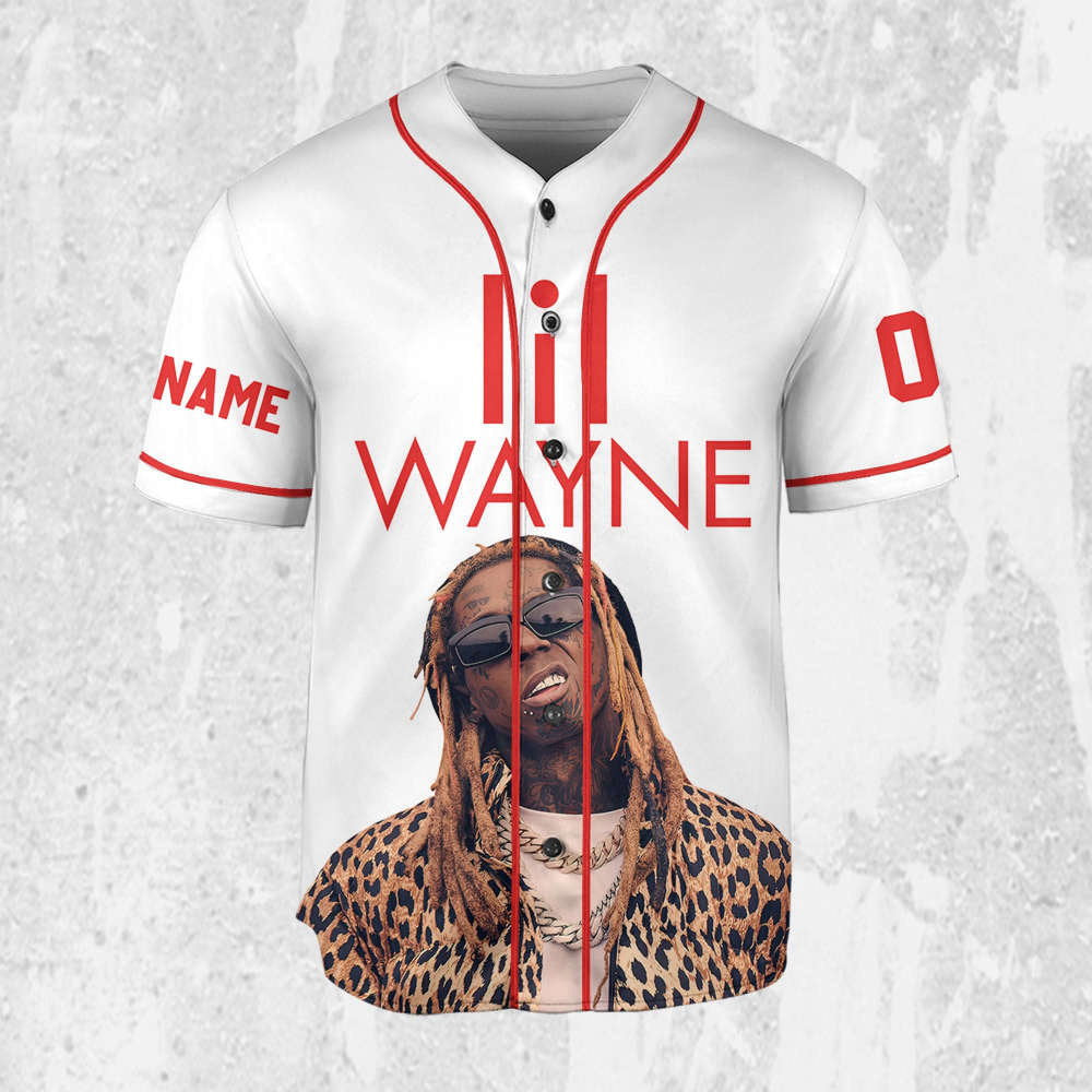 Lil Wayne Welcome to Tha Carter Red & White Jersey - Personalized Music Baseball Shirt - Aopprinter baseball jersey product view 2