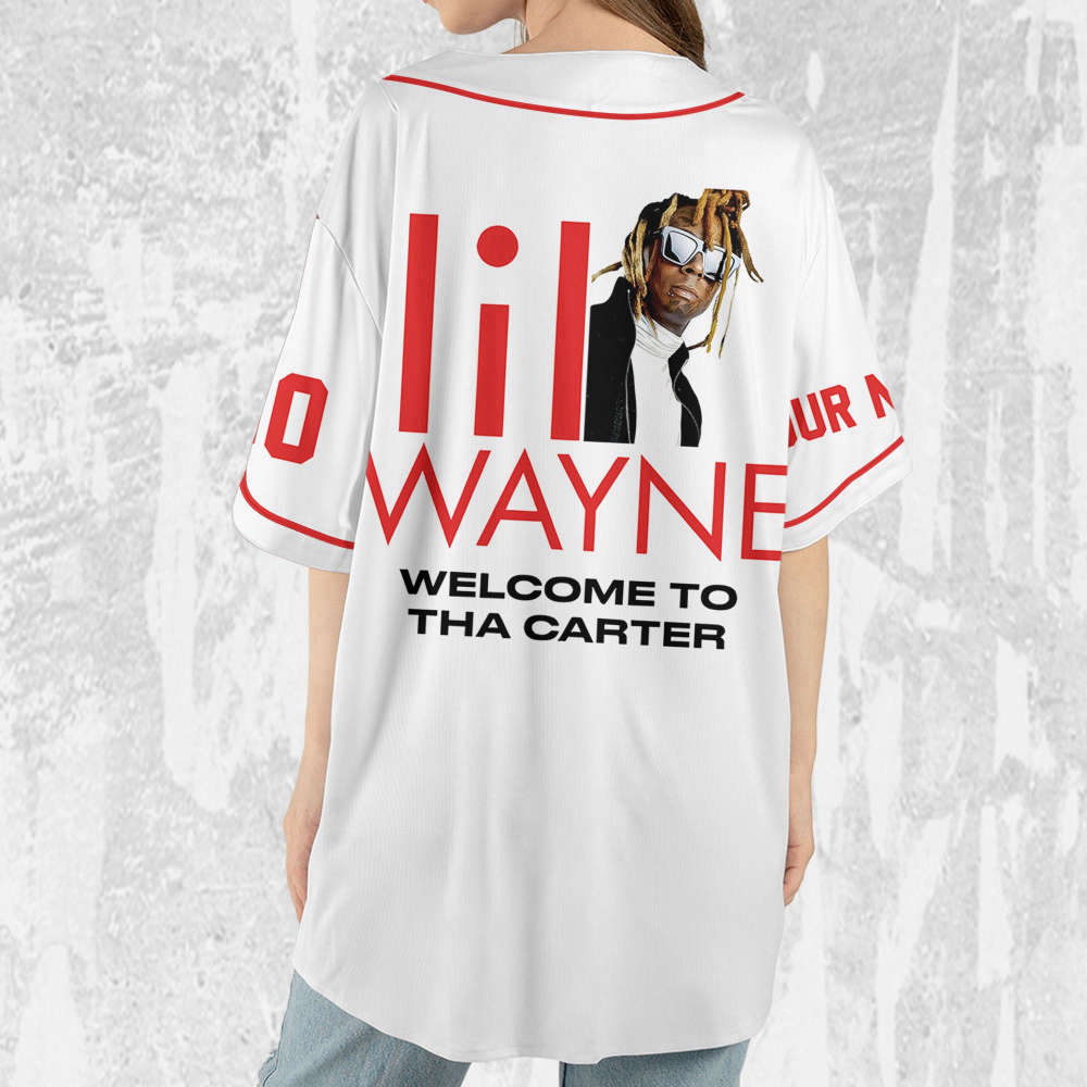Lil Wayne Welcome to Tha Carter Red & White Jersey - Personalized Music Baseball Shirt - Aopprinter baseball jersey product view 4