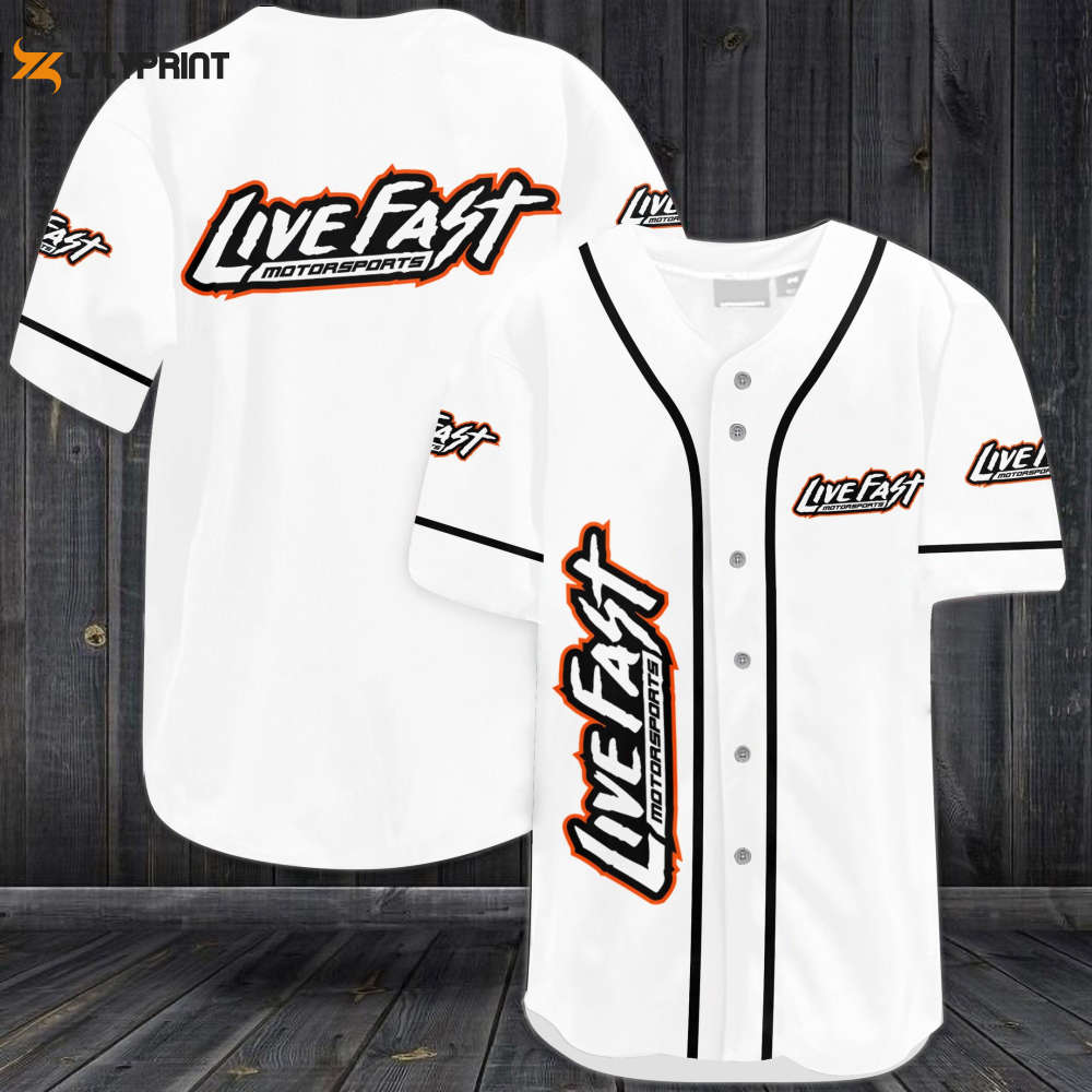 Live Fast Motorsports Car Team Baseball Jersey - lylyprint.com baseball jersey product view 1