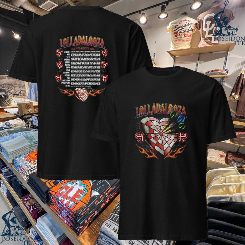 Lollapalooza Dartboard Lineup T-shirt Unisex T-shirt, Sweatshirt, Hoodie, Long Sleeve Tee - T-Shirt, Sweatshirt, Hoodie
