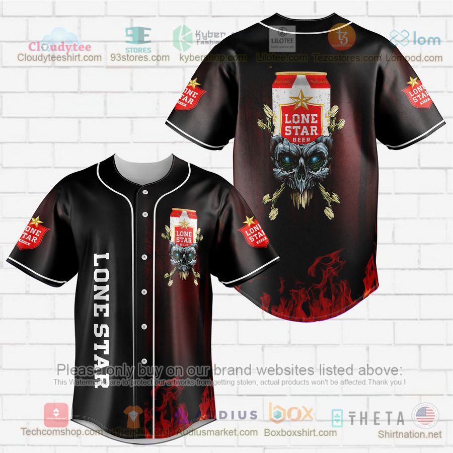 HOT Lone Star skull head Baseball Jersey Shirt baseball jersey product view 1