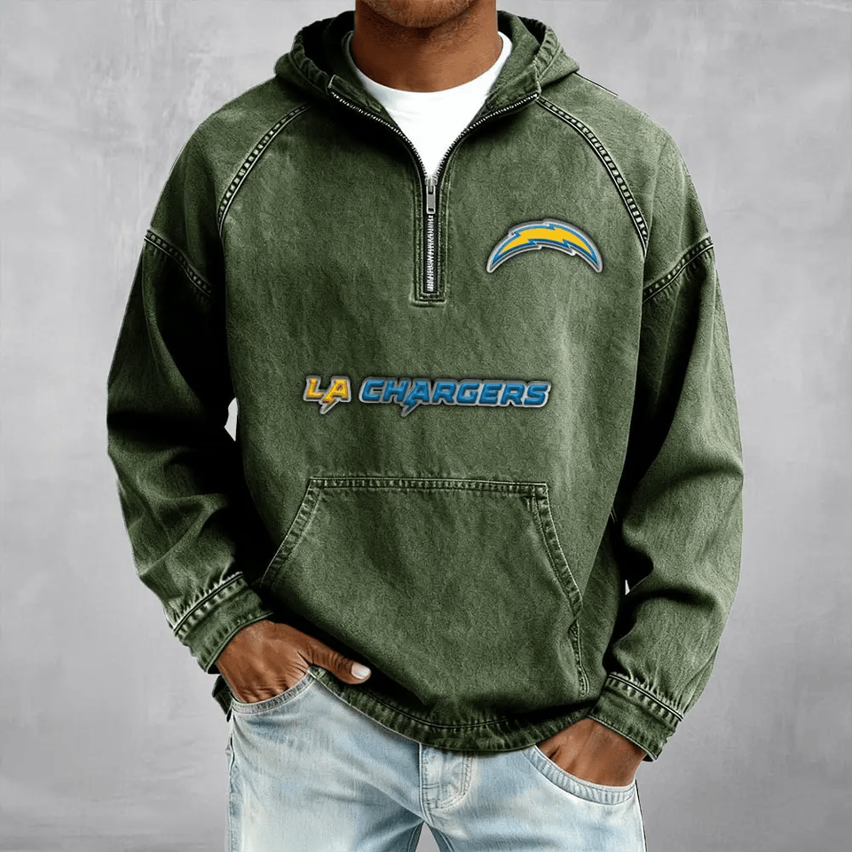 Los Angeles Chargers Half-Zip Denim Hoodie for Fan Unisex T-shirt, Sweatshirt, Hoodie, Long Sleeve Tee - T-Shirt, Sweatshirt, Hoodie