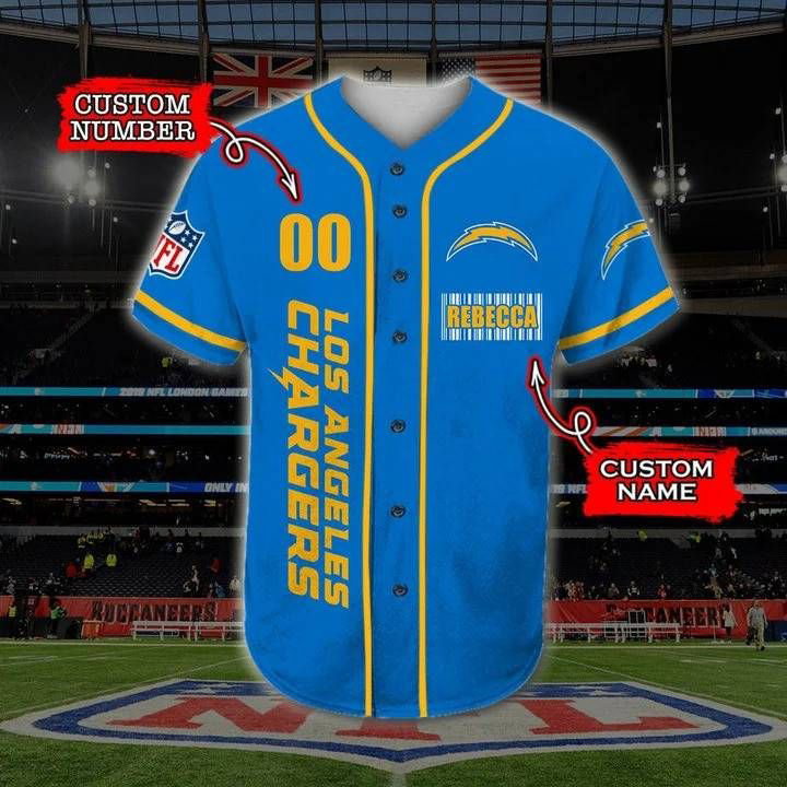 Los Angeles Chargers Personalized Baseball Jersey Gift for Men Dad - lylyprint.com baseball jersey product view 4