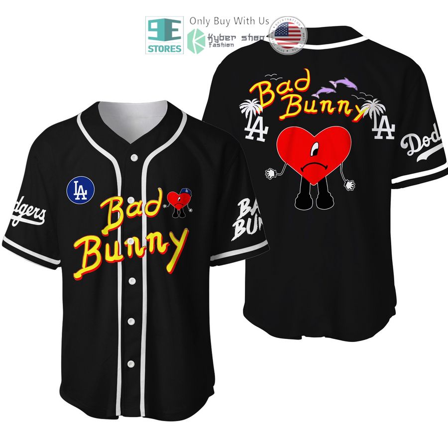 BEST Los Angeles Dodgers Bad Bunny black Baseball Jersey baseball jersey product view 1