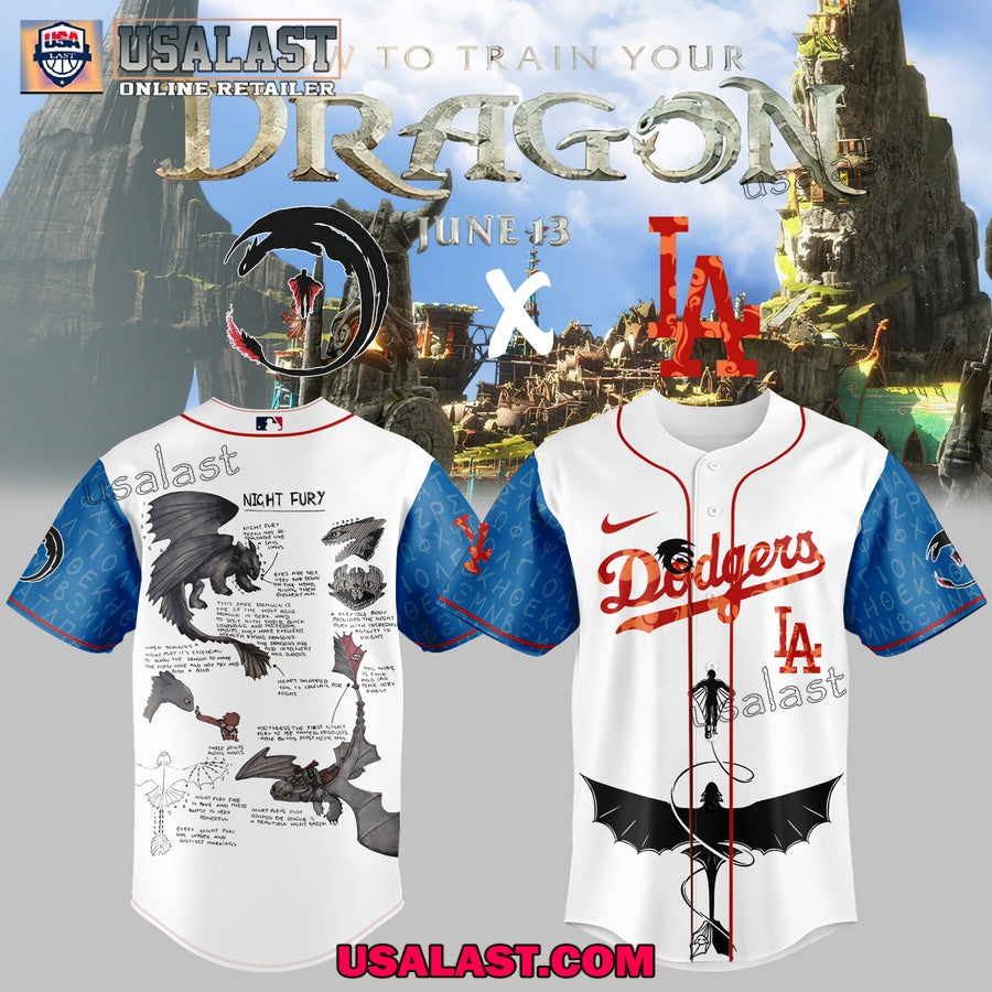 Los Angeles Dodgers Night Fury Dragon Adult Kid Jersey Shirt baseball jersey product view 1