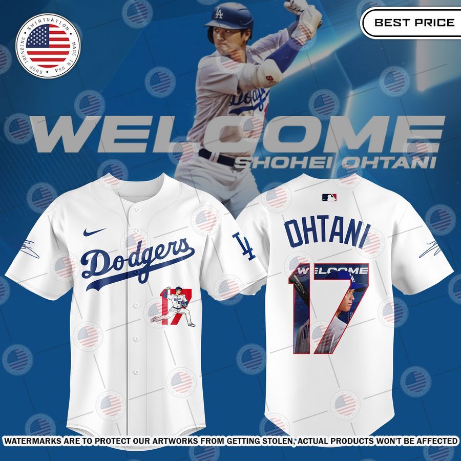 Los Angeles Dodgers Ohtani 17 Signature Baseball Jersey baseball jersey product view 1