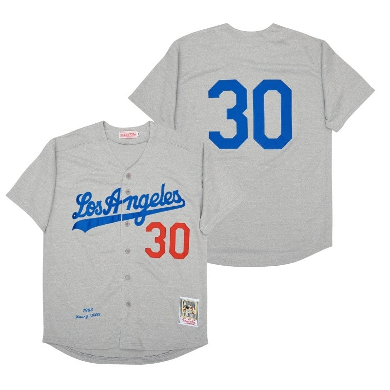 los angeles dodgers #30 maury wills Style 3_1 Baseball Jersey baseball jersey product view 1