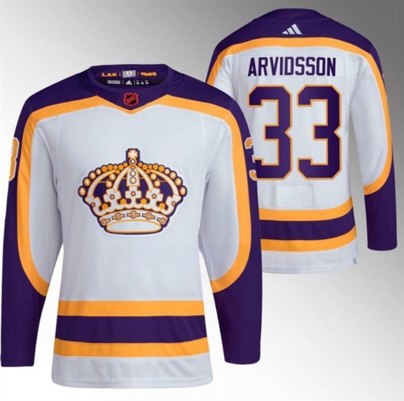 los angeles kings #33 viktor arvidsson white 2022 reverse retro Hockey Jersey hockey jersey product view 1