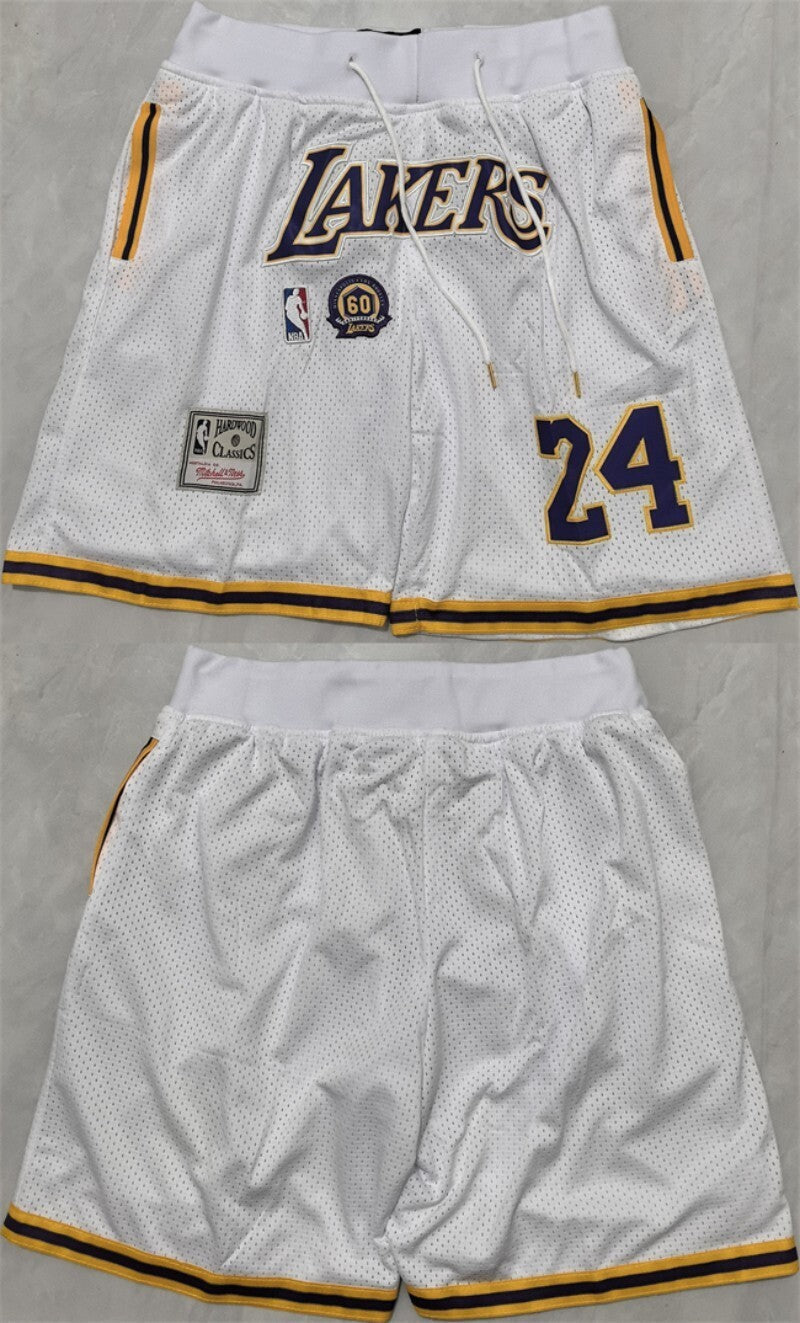 los angeles lakers #24 kobe bryant white 2025 shorts (run small) Basketball Jersey basketball jersey product view 1