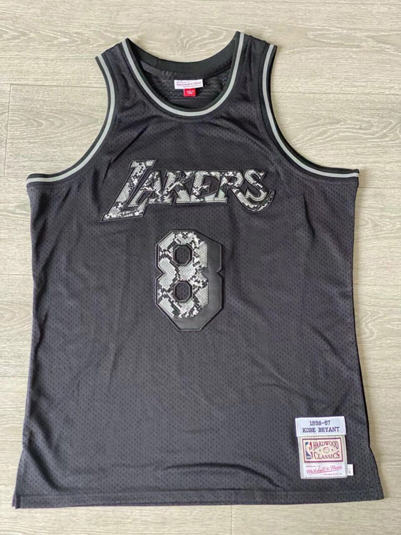 los angeles lakers #8 kobe bryant 1996-97 leather snakeskin Lakers 8 # Kobe Black Embroidered Jersey Style 2 basketball jersey product view 1