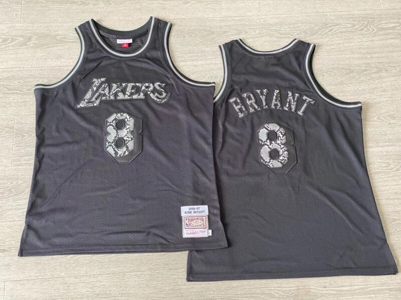 los angeles lakers #8 kobe bryant 1996-97 leather snakeskin Lakers 8 # Kobe Black Embroidered Jersey Style 3 basketball jersey product view 1