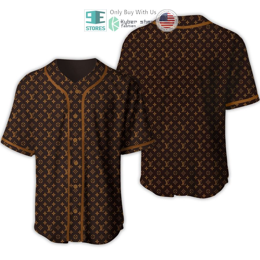 BEST Louis Vuittion Luxury Brand brown pattern Baseball Jersey baseball jersey product view 1